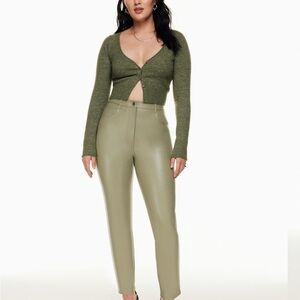 Aritzia Wilfred The Melina slim pant faux leather vegan bitter sage 4